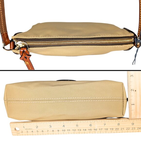 Dooney & Bourke NWT Khaki Nylon Canvas Leather Small Zip Crossbody Pouchette - Picture 5 of 9